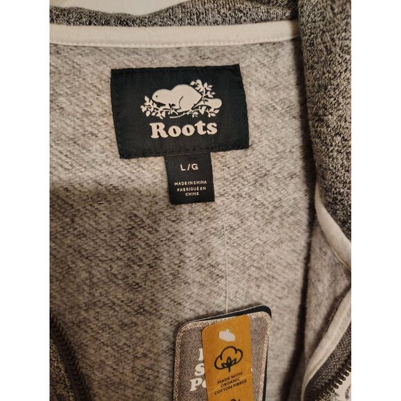 Roots NWT Large Salt & Pepper Gray Zip Front Hooded Sweatshirt Womens Beaver - Picture 5 of 9